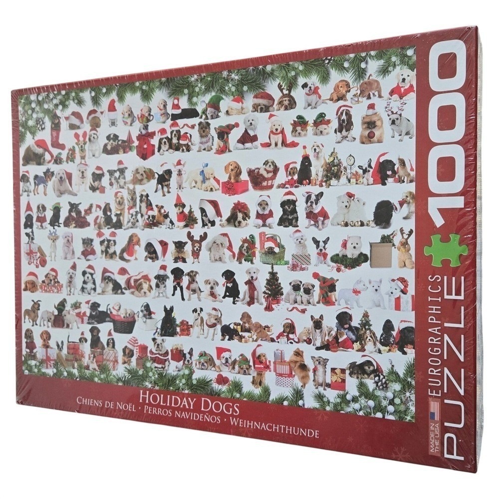 Eurographics Holiday Dogs 1000 Piece Jigsaw Puzzle Christmas Dogs New Sealed